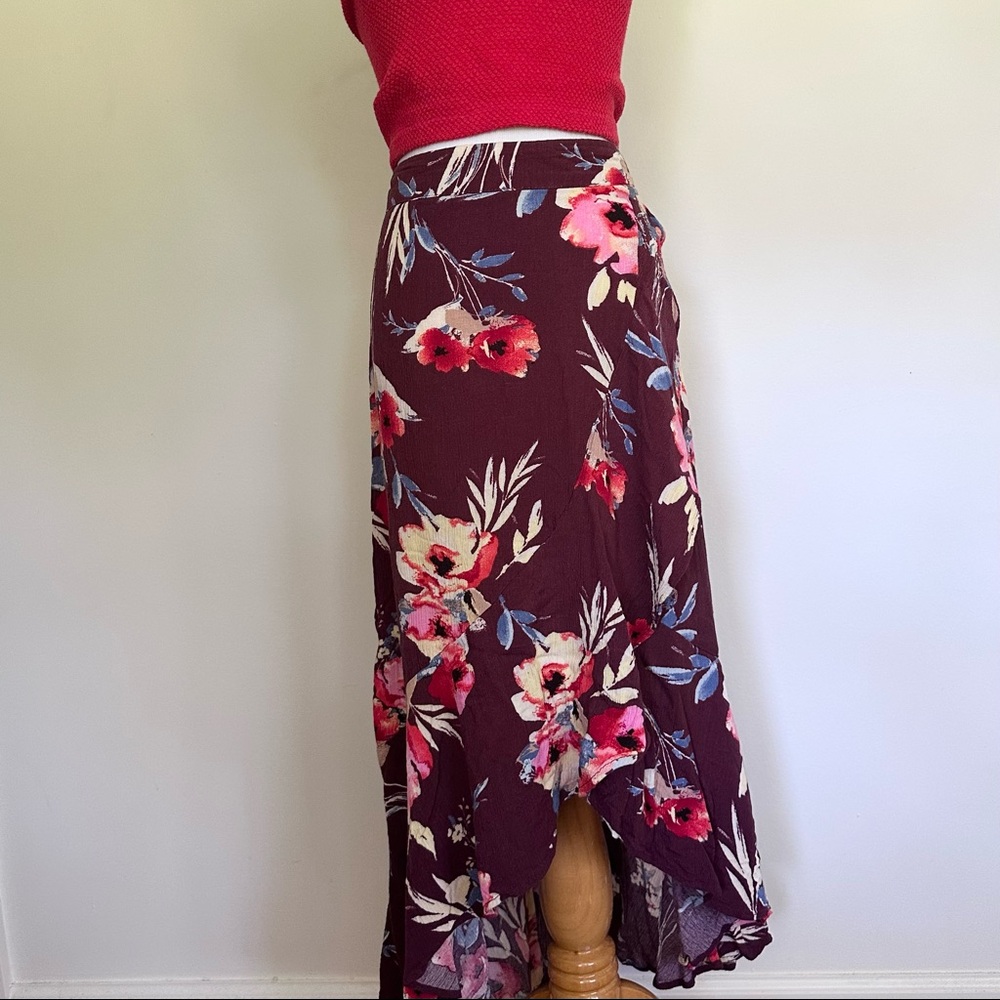 Floral Skirt with Waterfall Hem